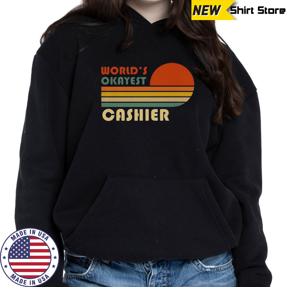 World’s Okayest Cashier Vintage Stripe Sunset T-Shirt Sweatshirt
