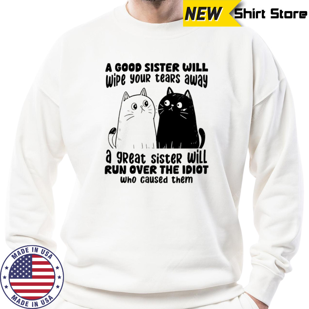 A good sister will wipe your tears away a great sister will run over the idiot who caused them shirt Hoodie