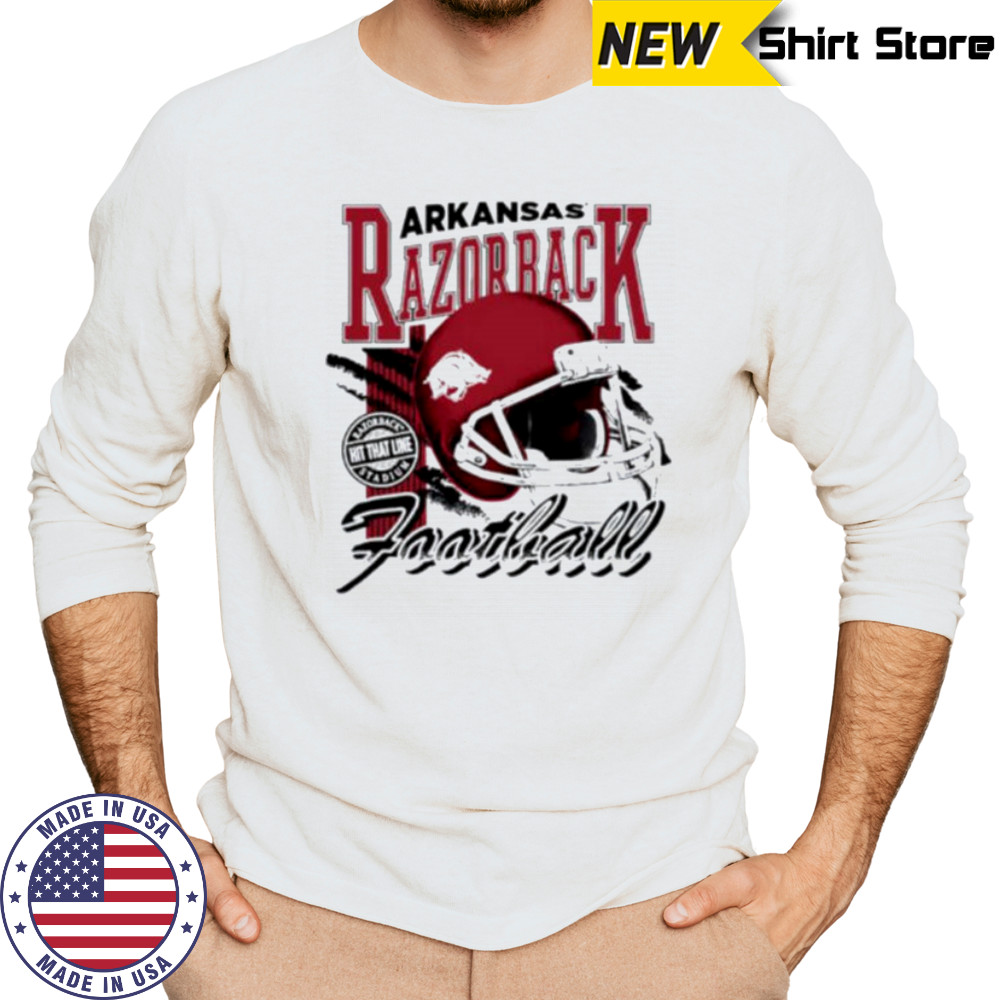 Arkansas Razorbacks hit that line varsity helmet shirt Long Sleeved