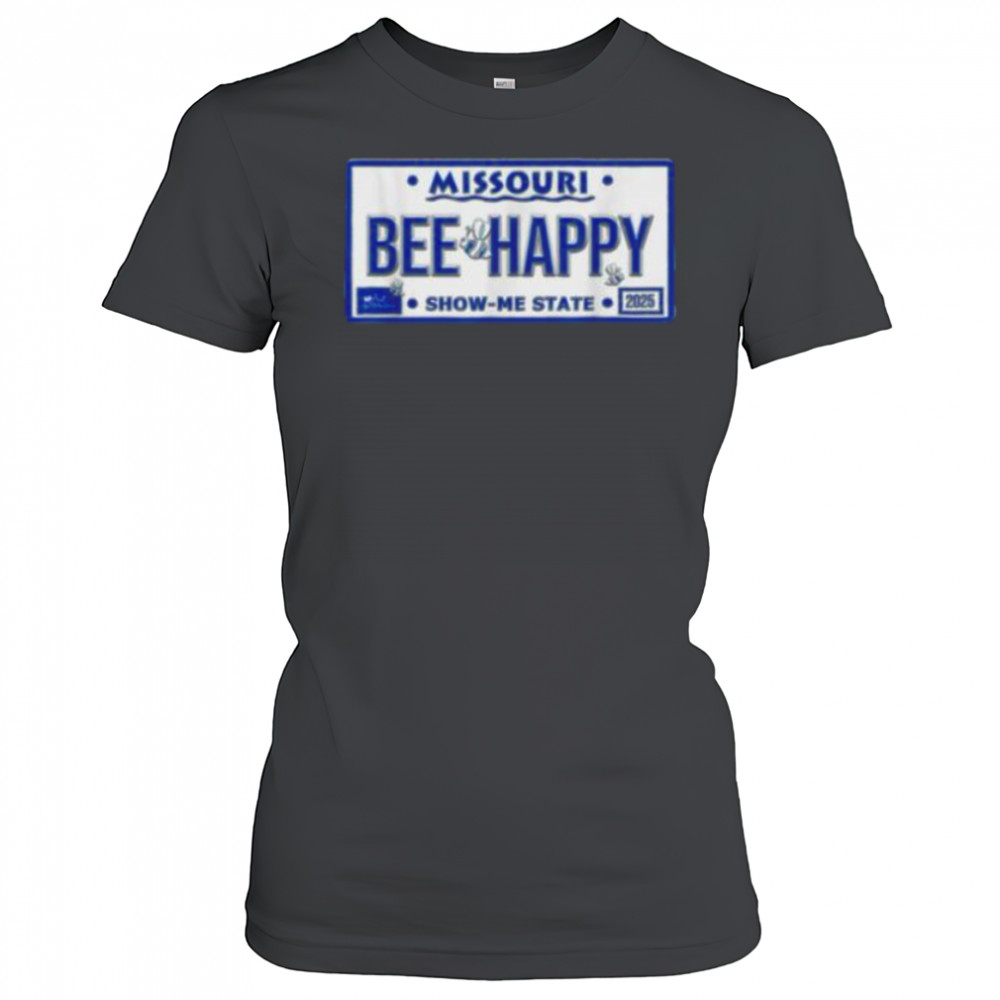BEE Happy Missouri License Plate Cute Bee Graphic Design shirt Women's T-shirt