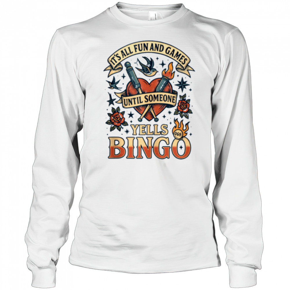 Bingo Tattoo Tee Mom Lucky Bingo Queen Top Shirt Long Sleeved