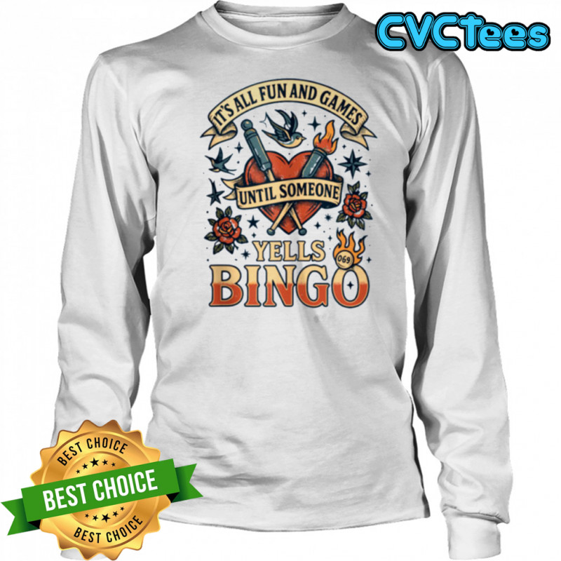 Bingo Tattoo Tee Mom Lucky Bingo Queen Top Shirt Long Sleeved