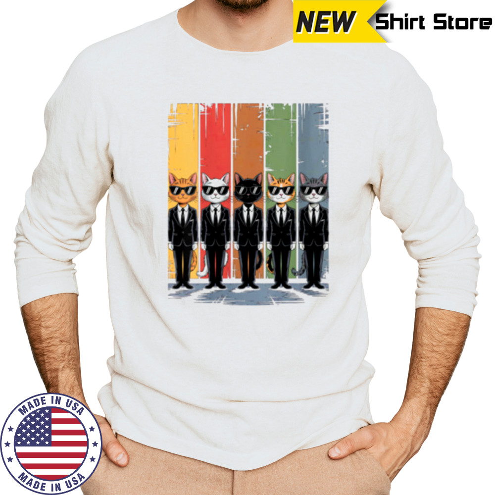 Cats Parody Cat Lineup Cat Lover Vintage Feline Humor Shirt Long Sleeved