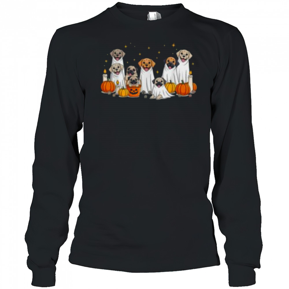 Dogs Ghosts Cute Dogs Dressed As Ghost Halloween Dog Shirt Long Sleeved