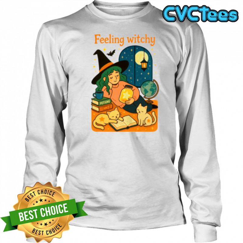 Feeling Witchy Magical Cozy Night Vibes Shirt Long Sleeved
