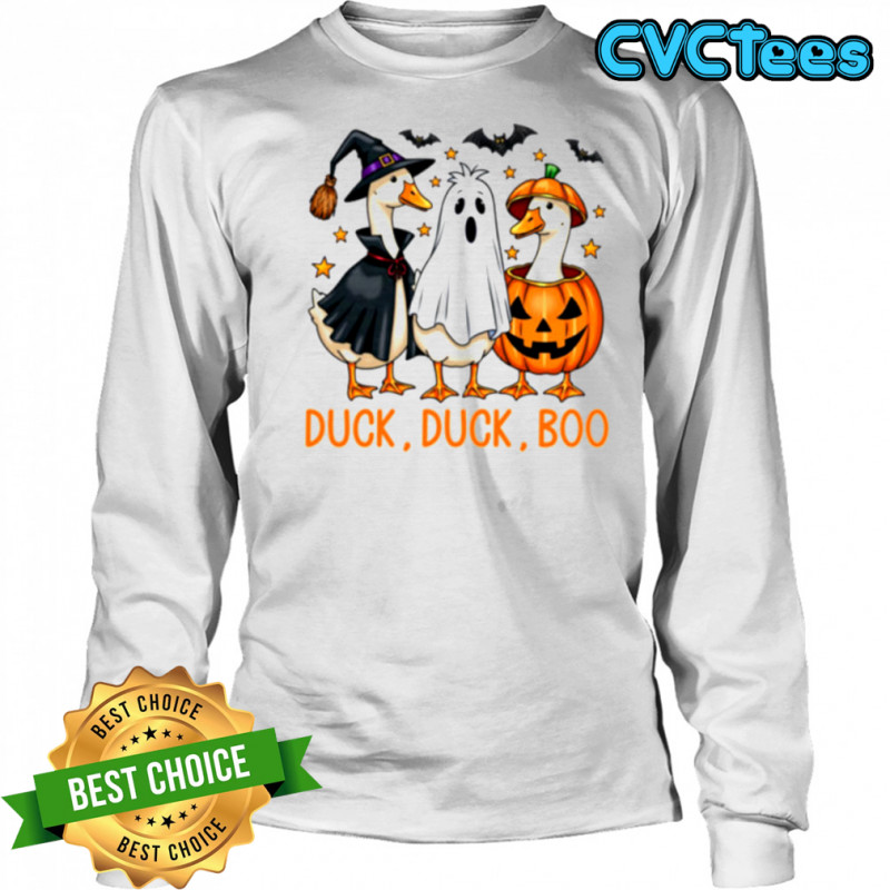 Goose Spooky Season Halloween Duck Duck Boo Shirt Long Sleeved