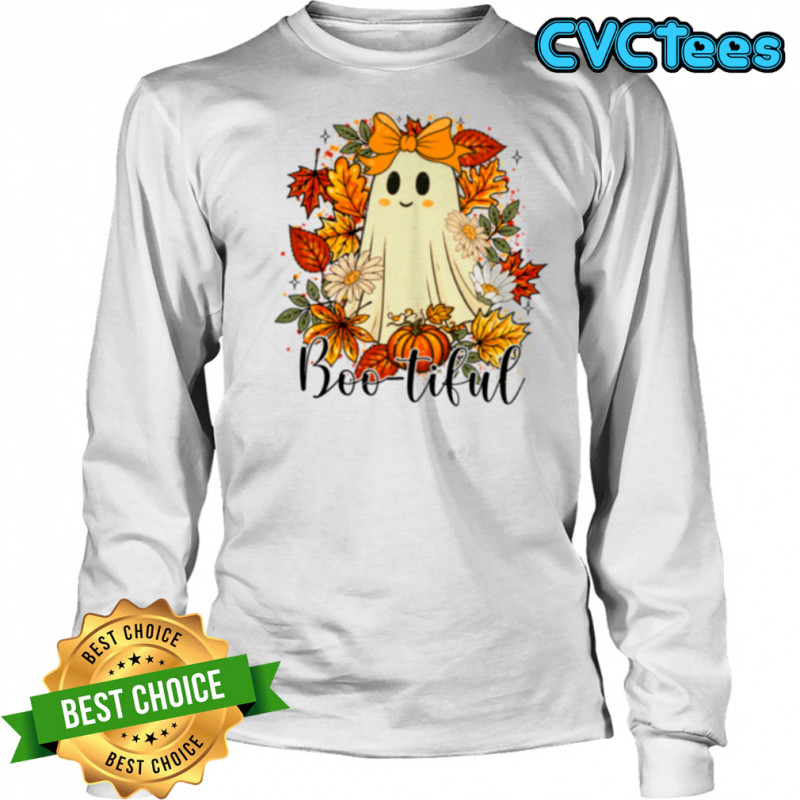Halloween Ghost Coquette Bow Reading Read More Books Teacher Pullover Shirt Long Sleeved