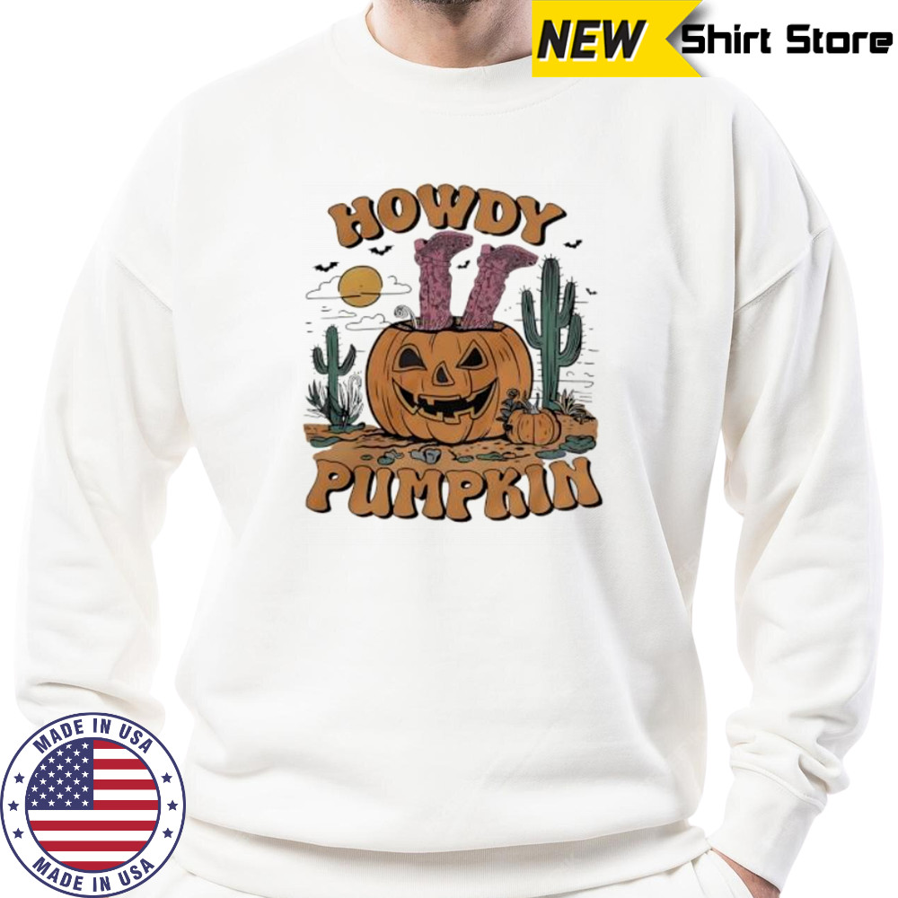 Howdy Halloween Pumpkin Graphic Cowgirl shirt Hoodie