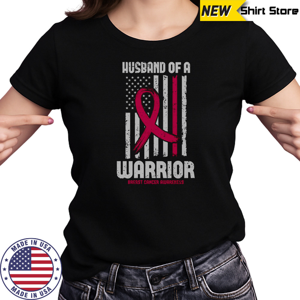 Husband Of A Warrior American Flag Breast Cancer Awareness T-Shirt Women's T-shirt