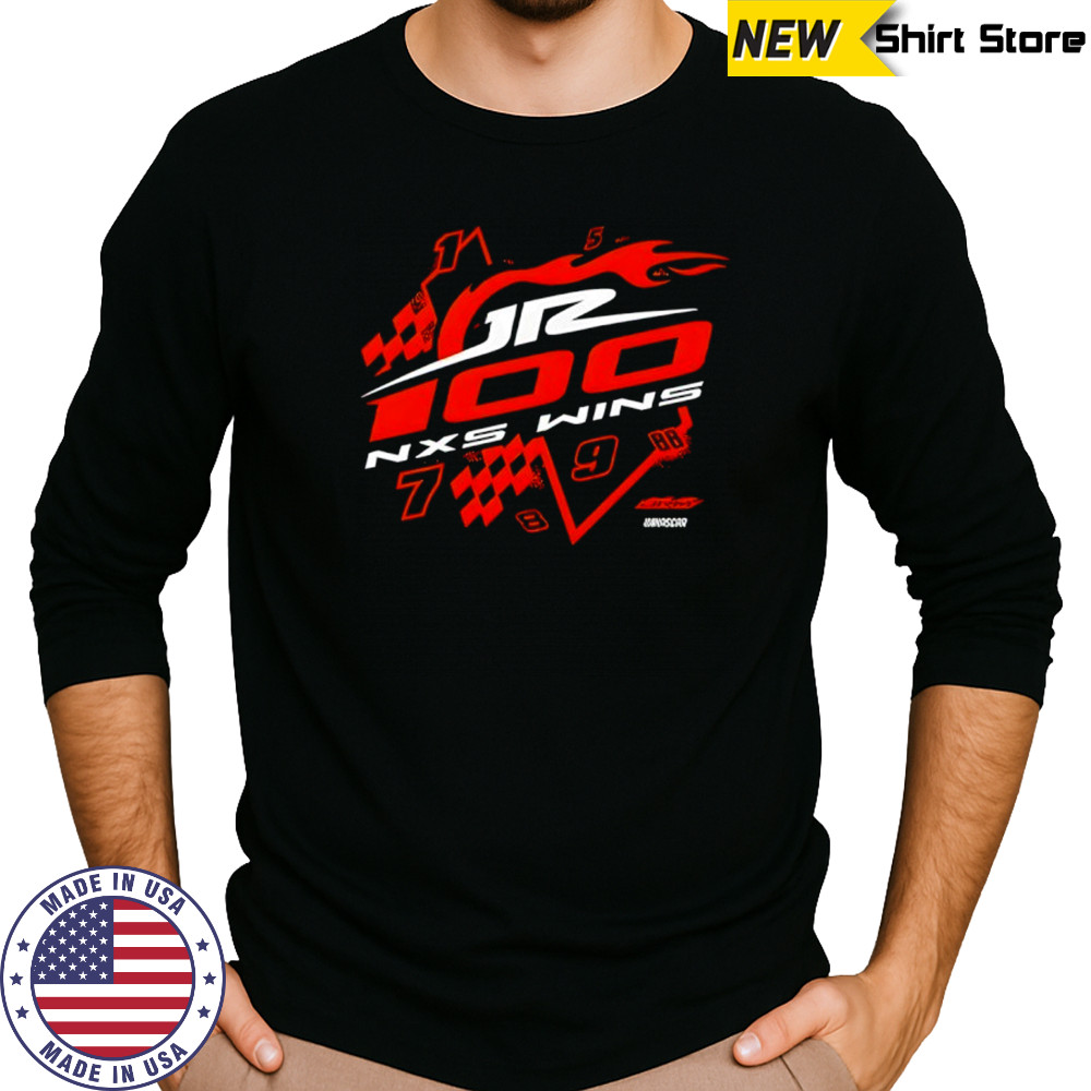 JR Motorsports 100 Wins Black T-Shirt Long Sleeved