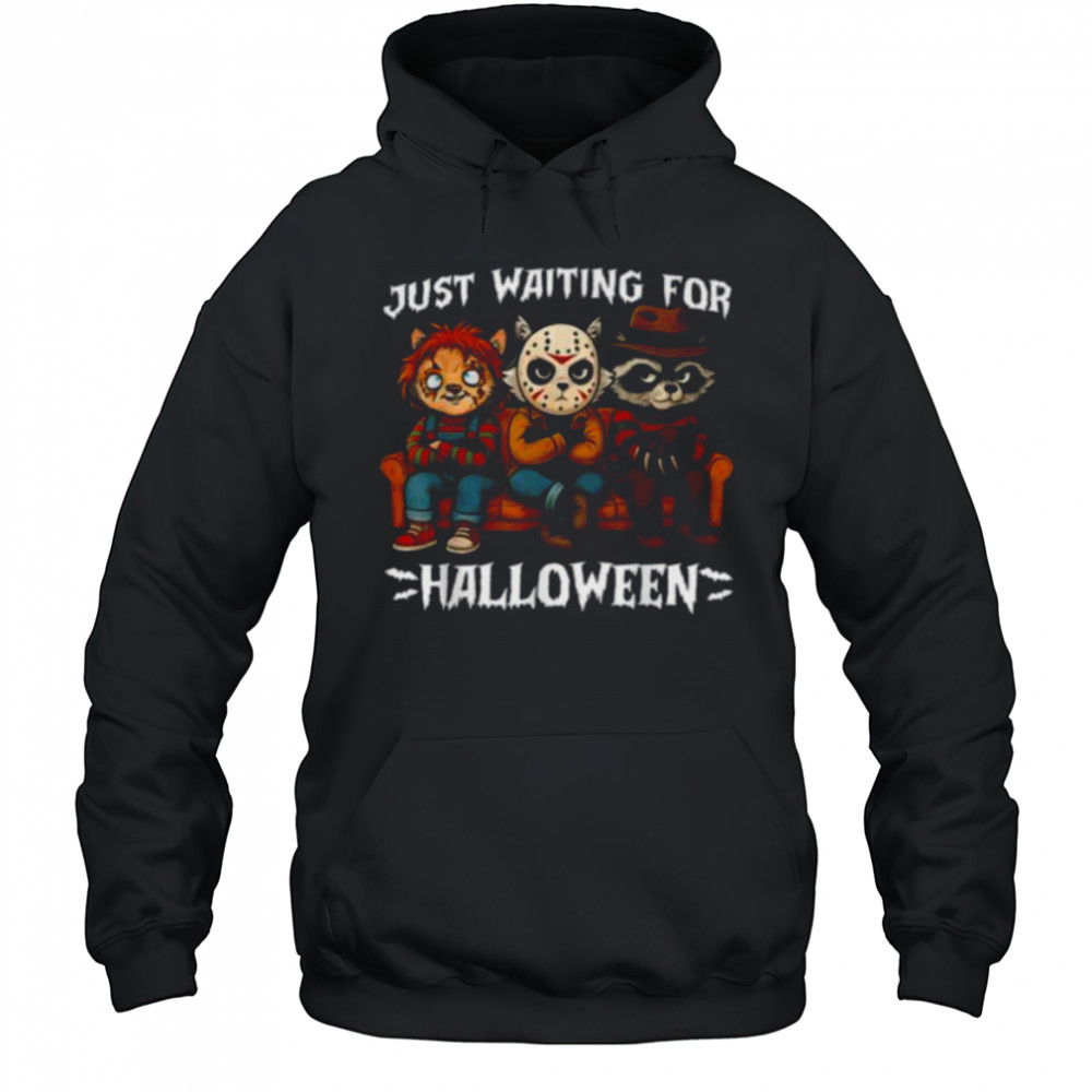 Just Waiting For Halloween Horror Raccoon Shirt Hoodie