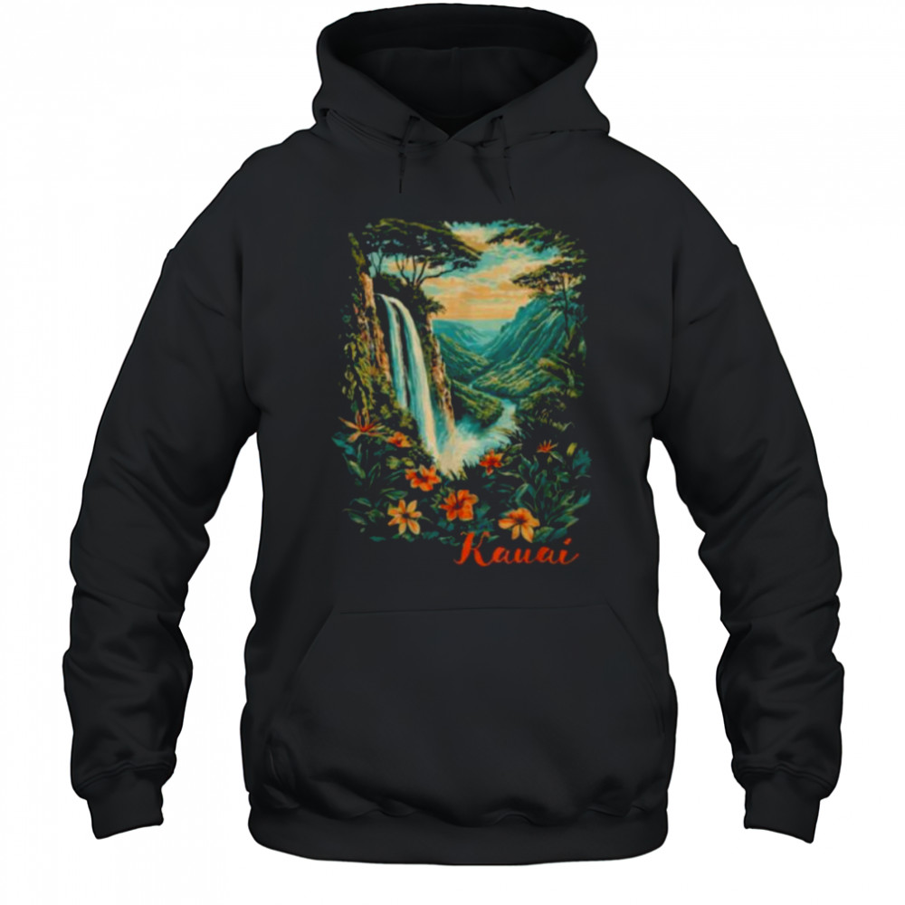 Kauai Hawaii Waterfall Canyon Rainforest Trees Souvenir Shirt Hoodie