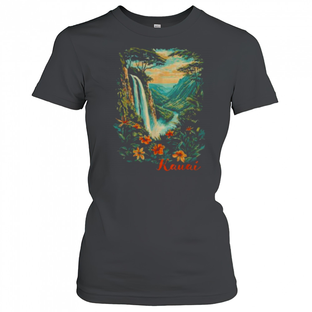 Kauai Hawaii Waterfall Canyon Rainforest Trees Souvenir Shirt Women's T-shirt