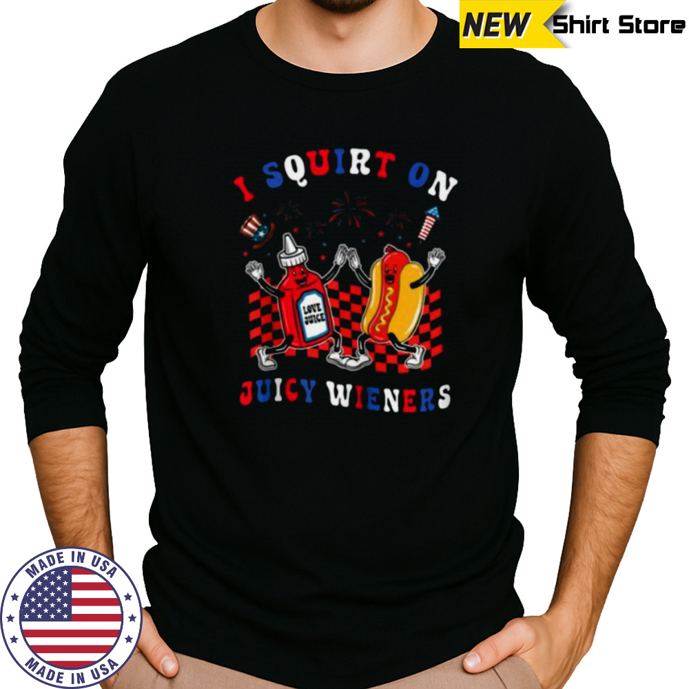 Squirt On Juicy Wieners 4th Of July Hotdog Sarcastic Zip Shirt Long Sleeved