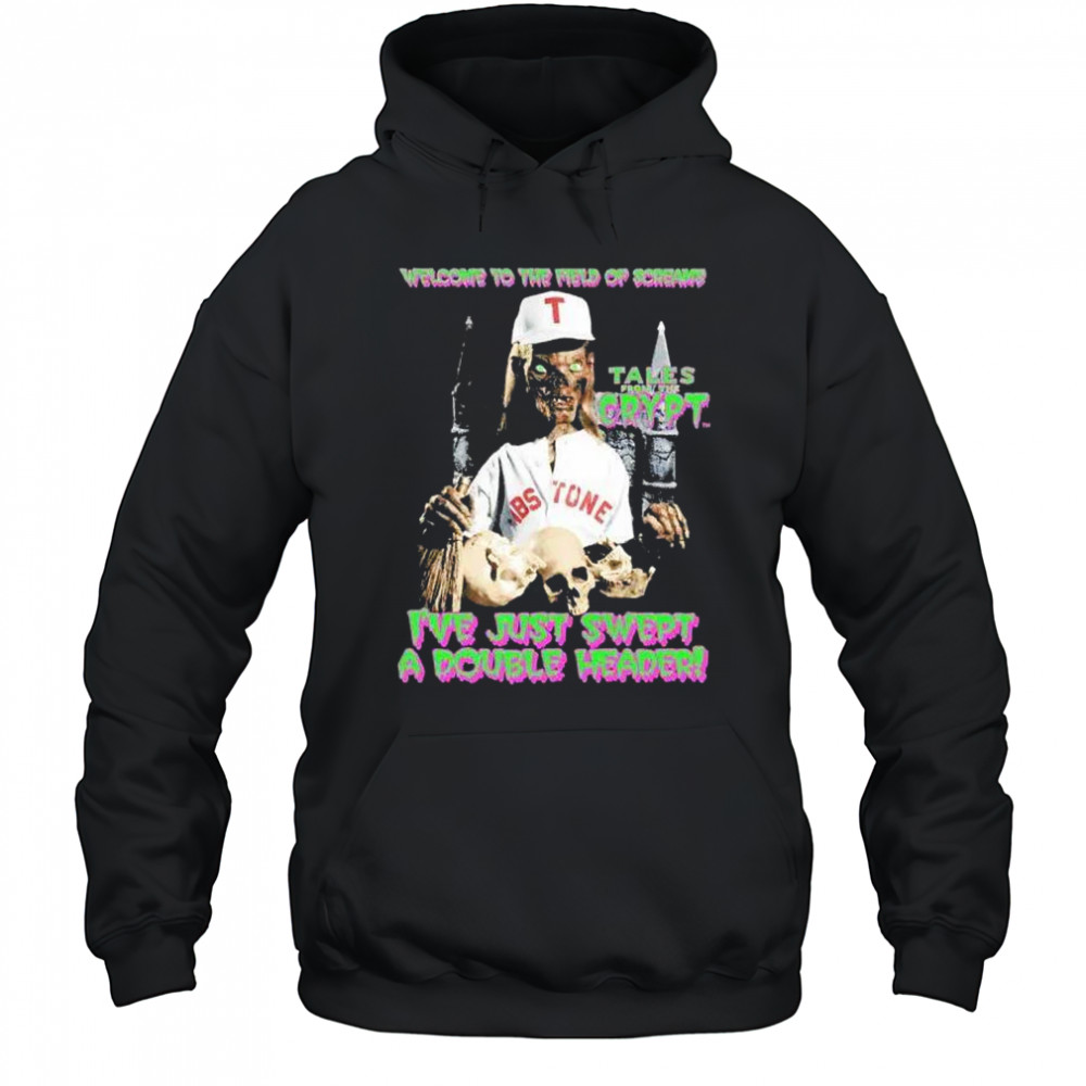 Welcome to the field of screams I’ve just swept a doubleheader Halloween shirt Hoodie