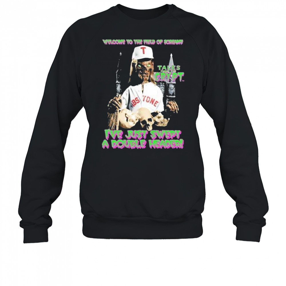 Welcome to the field of screams I’ve just swept a doubleheader Halloween shirt Sweatshirt