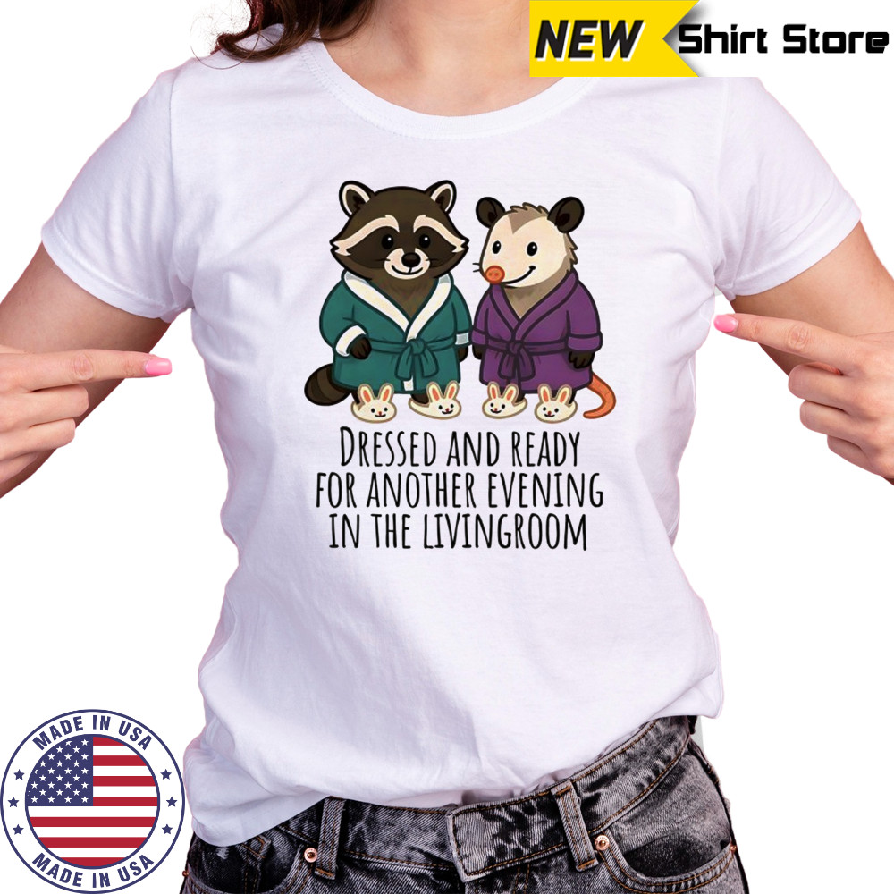 Raccoon and Possum dressed and ready for another evening in the Livingroom shirt Women's T-shirt