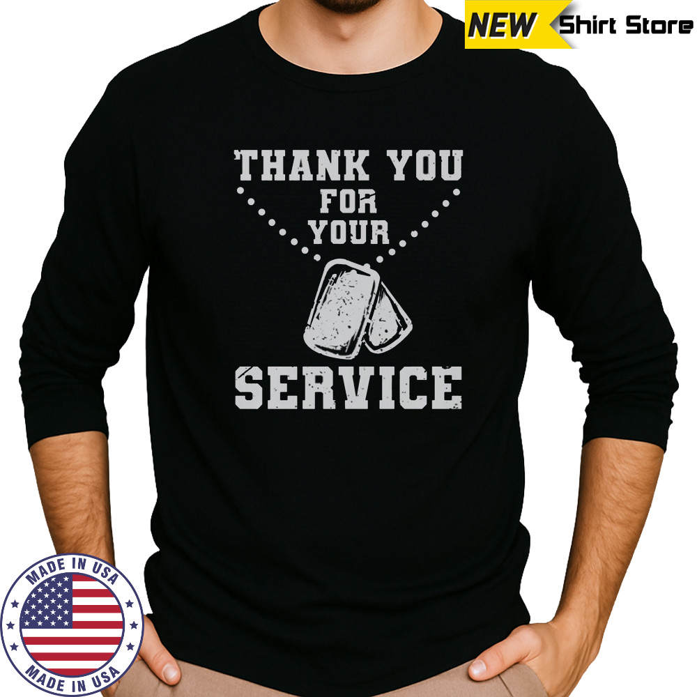 Thank You For Your Service Dog Tag T-Shirt Long Sleeved