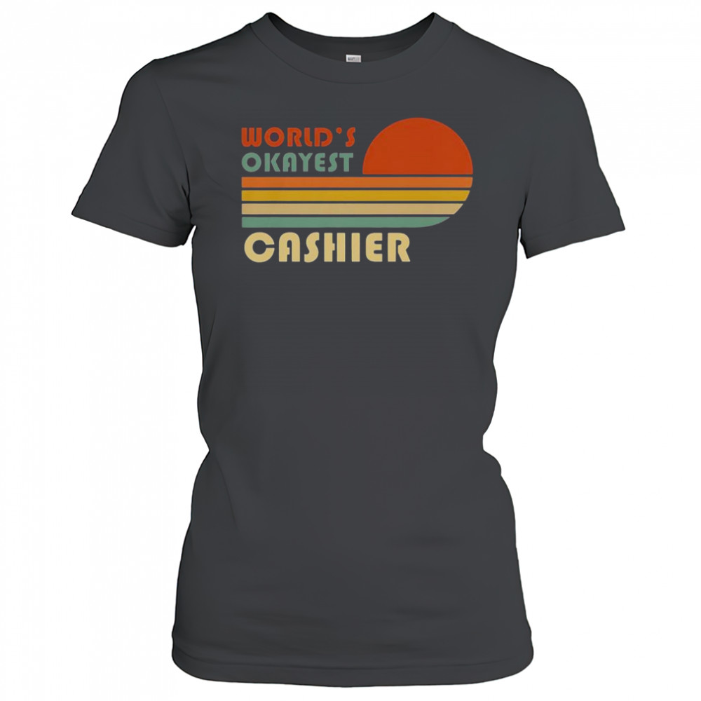 World’s Okayest Cashier Vintage Stripe Sunset T-Shirt Women's T-shirt