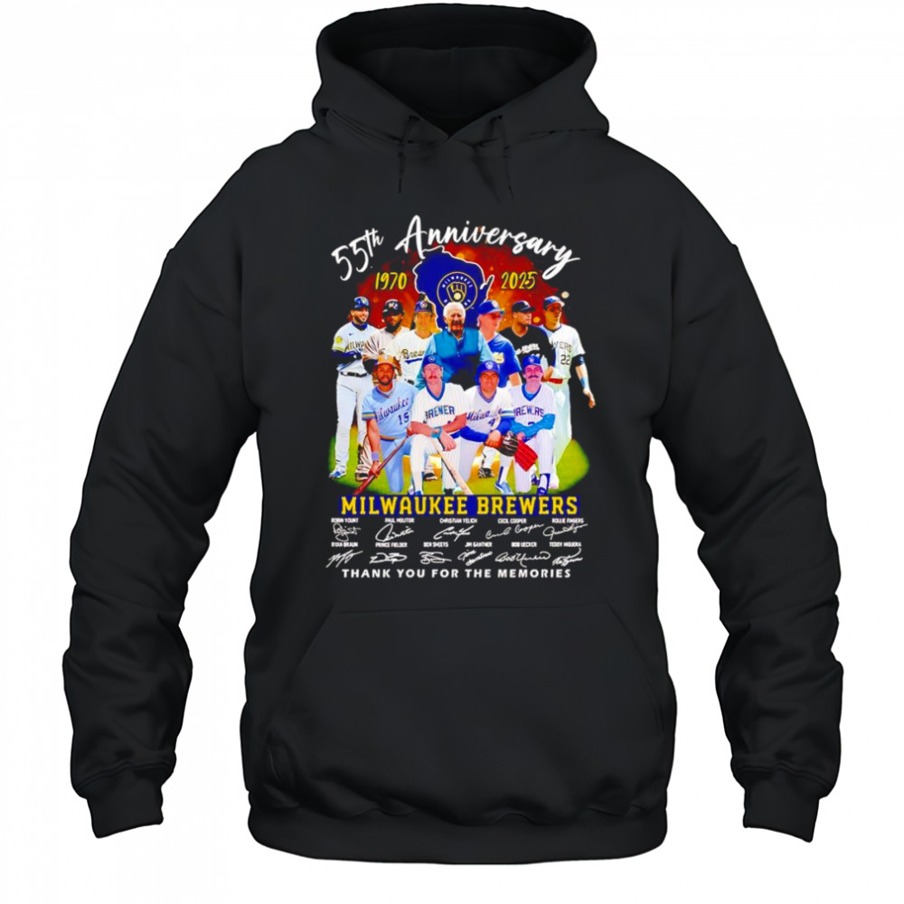 55th anniversary 1970 2025 Milwaukee Brewers thank you for the memories shirt Hoodie