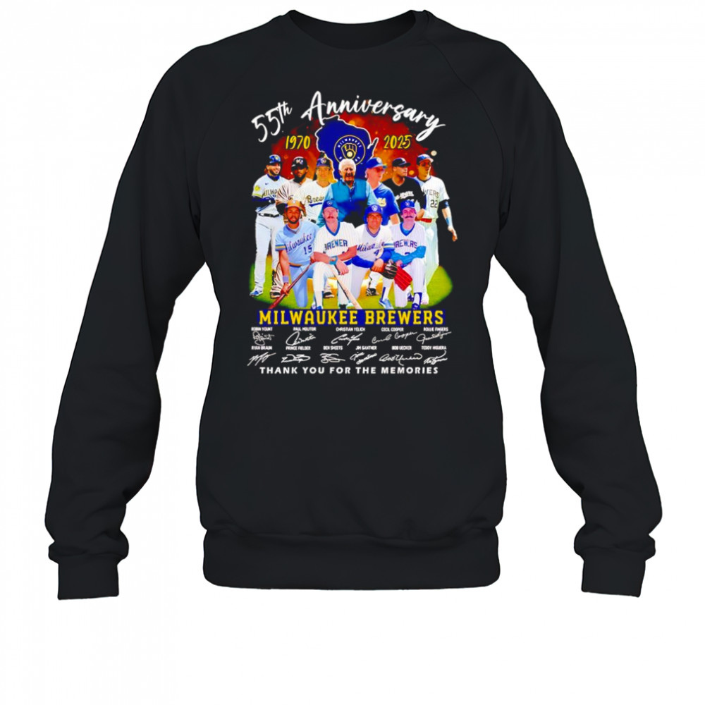 55th anniversary 1970 2025 Milwaukee Brewers thank you for the memories shirt Sweatshirt