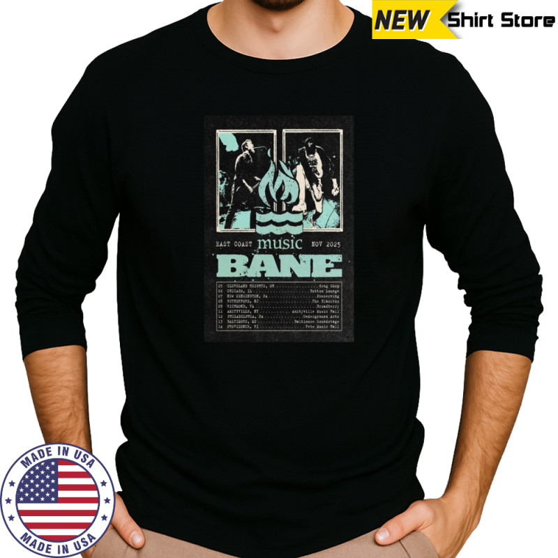 Bane Band & Hot Water Music East Coast Nov 2025 Poster T-Shirt Long Sleeved