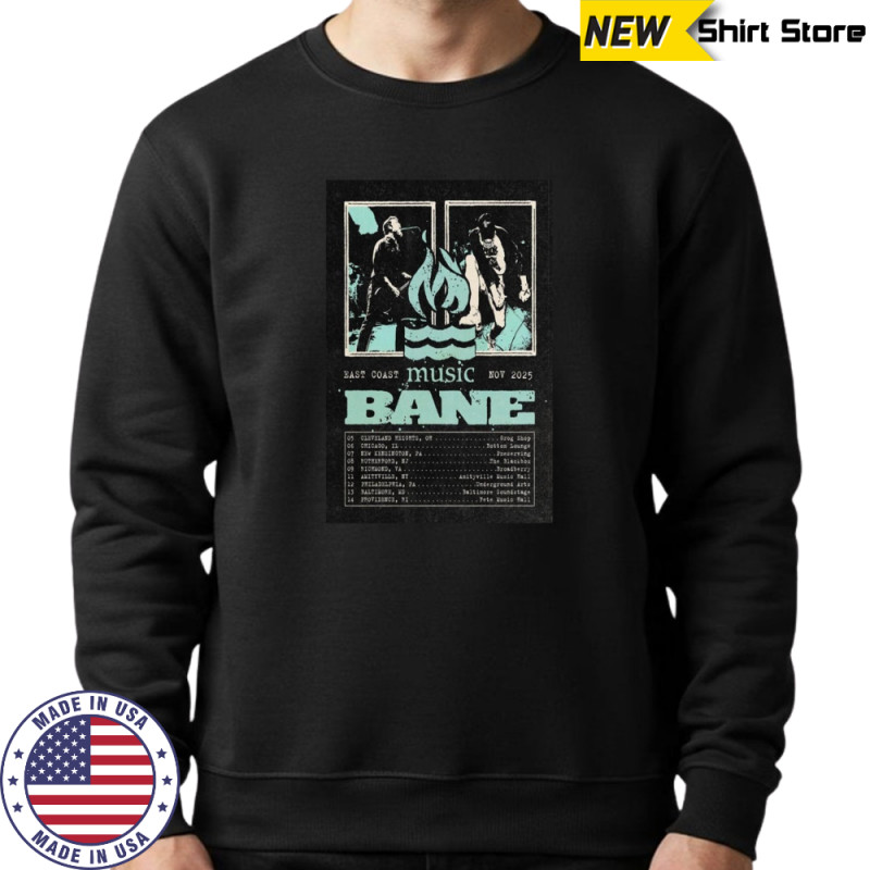 Bane Band & Hot Water Music East Coast Nov 2025 Poster T-Shirt Hoodie