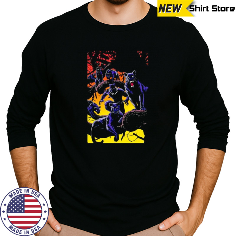Black Panther sunset graphic shirt Long Sleeved