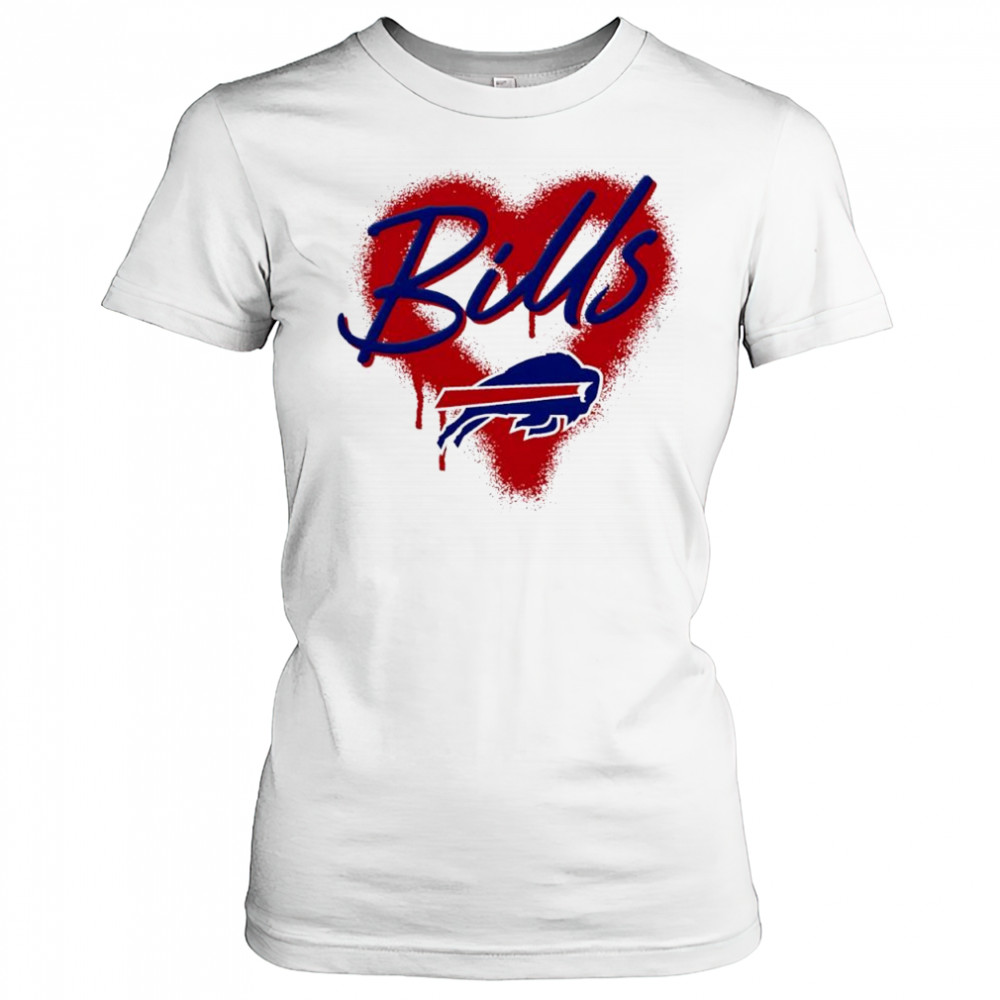 Buffalo Bills Natural Spray Heart Boxy paint shirt Women's T-shirt