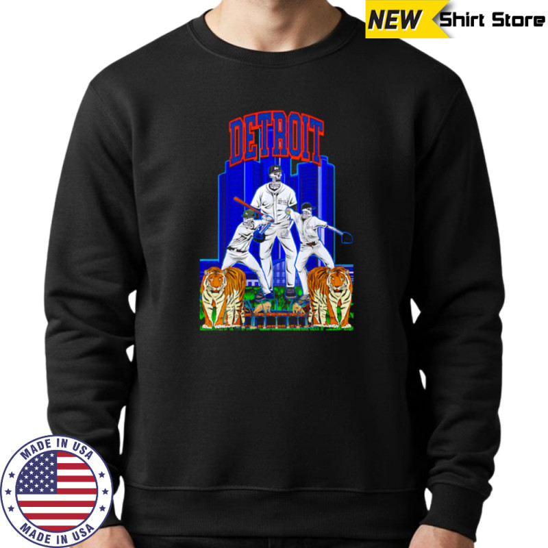 Detroit Tigers skeleton high rise building shirt Hoodie