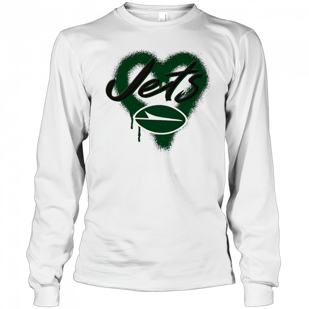 New York Jets Natural Spray Heart Boxy paint shirt Long Sleeved