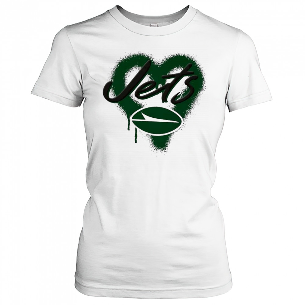 New York Jets Natural Spray Heart Boxy paint shirt Women's T-shirt