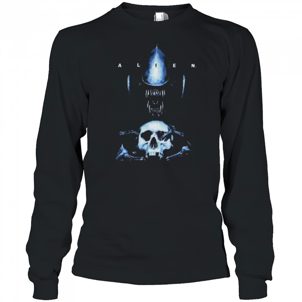 Alien Xenomorph And Skull T-Shirt Long Sleeved