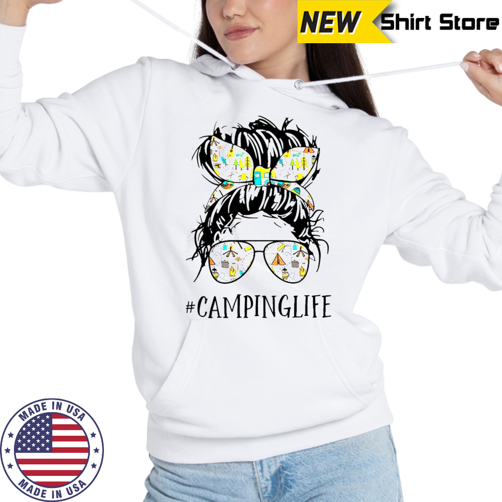 Camping Life Mom Messy Bun Mom Camping Life T-Shirt Sweatshirt