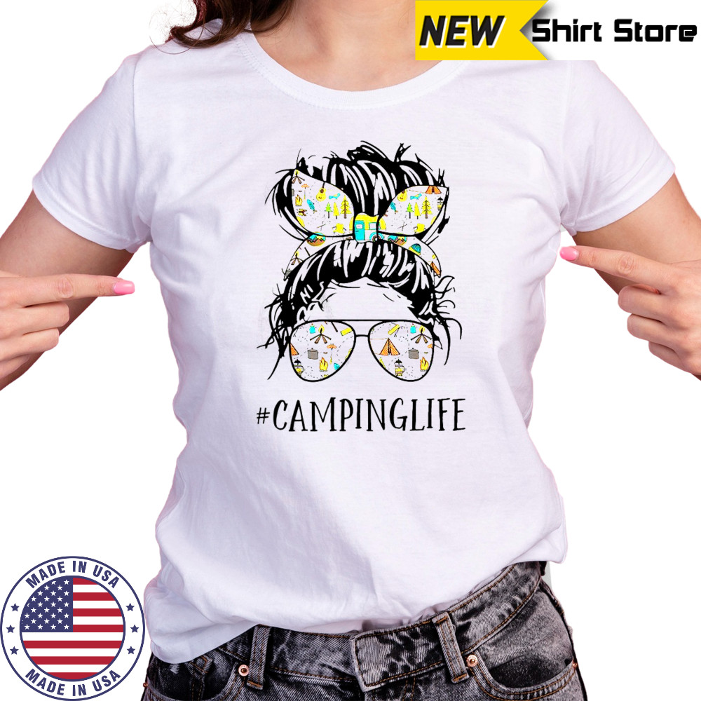 Camping Life Mom Messy Bun Mom Camping Life T-Shirt Women's T-shirt