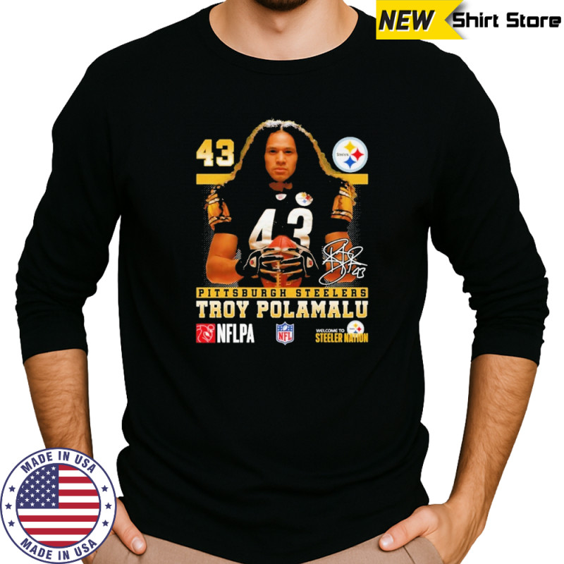 Troy Polamalu Pittsburgh Steelers Signature T-Shirt Long Sleeved