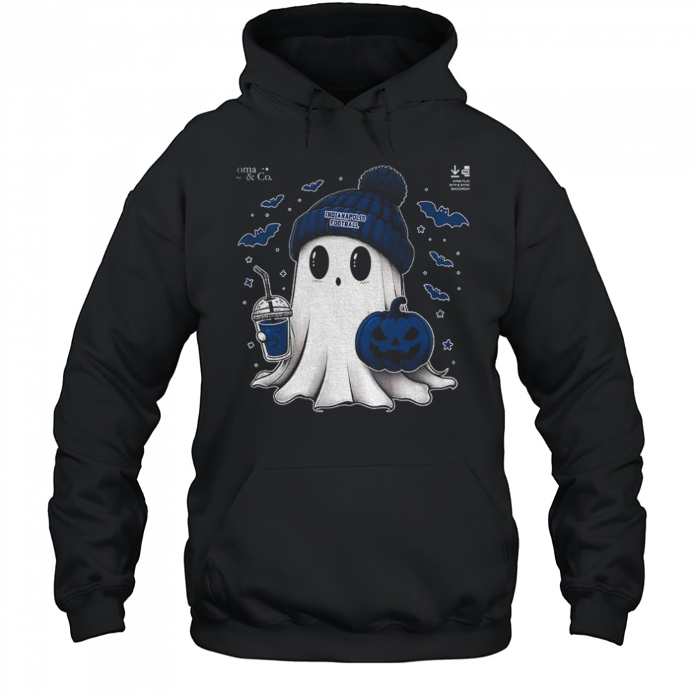Cute ghost pumpkin Indianapolis Colts football NFL 2025 Happy Halloween shirt Hoodie