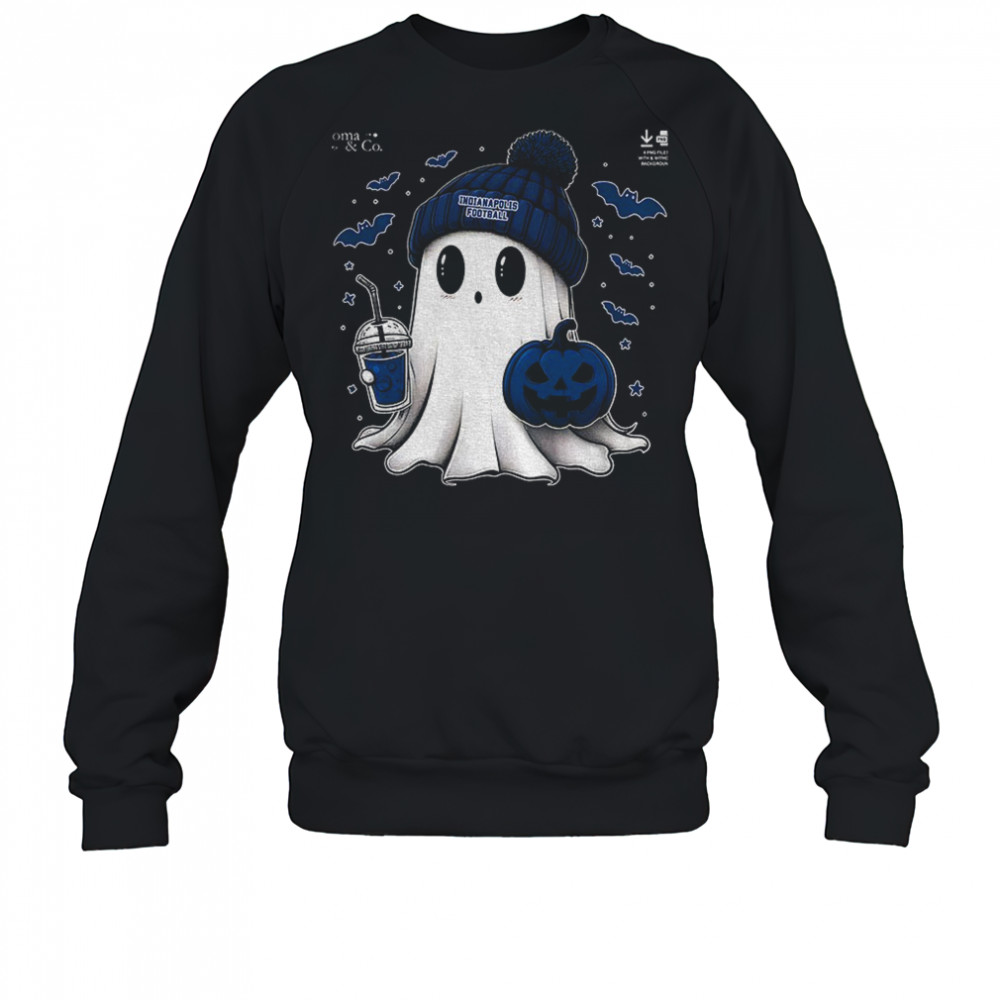 Cute ghost pumpkin Indianapolis Colts football NFL 2025 Happy Halloween shirt Sweatshirt
