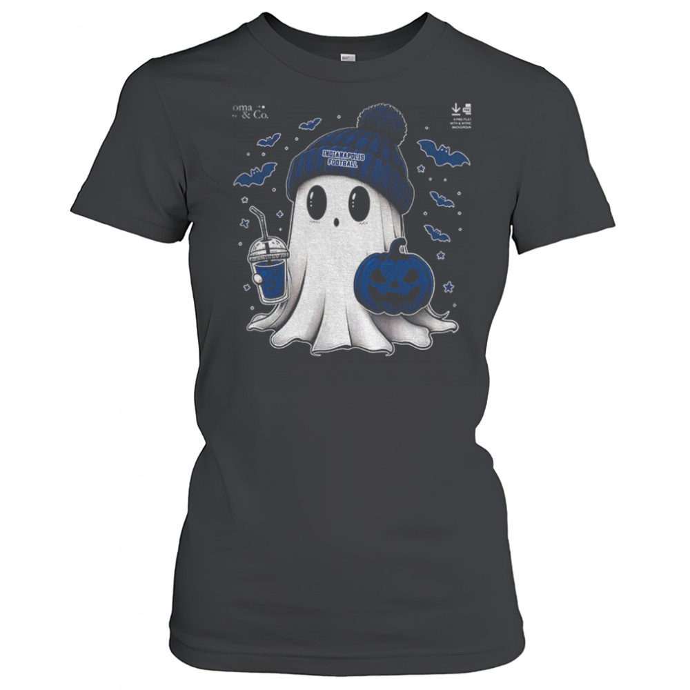 Cute ghost pumpkin Indianapolis Colts football NFL 2025 Happy Halloween shirt Women's T-shirt
