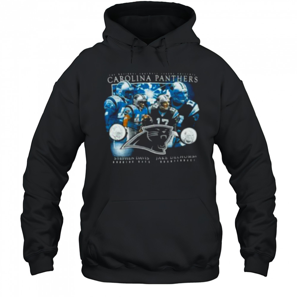 00’s Carolina Panthers Jake Delhomme Stephen Davis Vintage Black Star Players NFL Shirt Hoodie