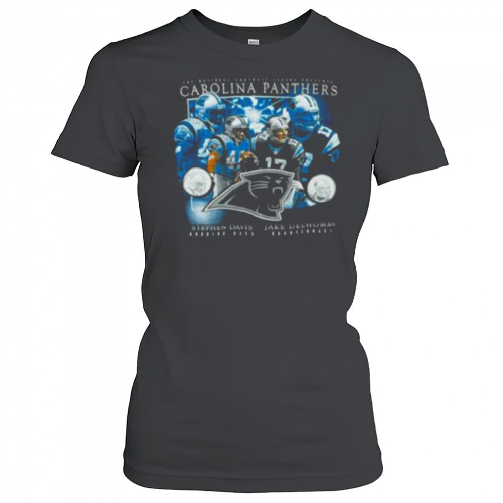 00’s Carolina Panthers Jake Delhomme Stephen Davis Vintage Black Star Players NFL Shirt Women's T-shirt