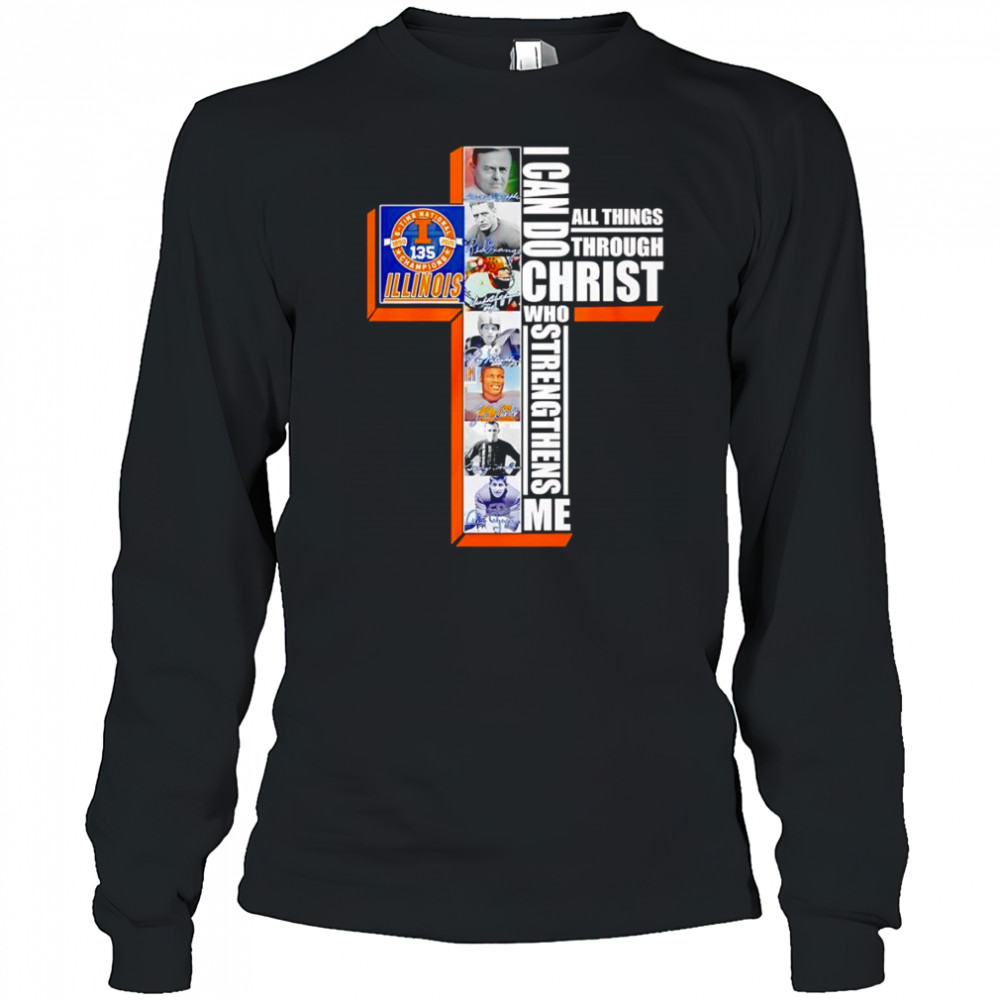 135 5 time National Champions Illinois I can do all things through Christ who strengthens me shirt Long Sleeved