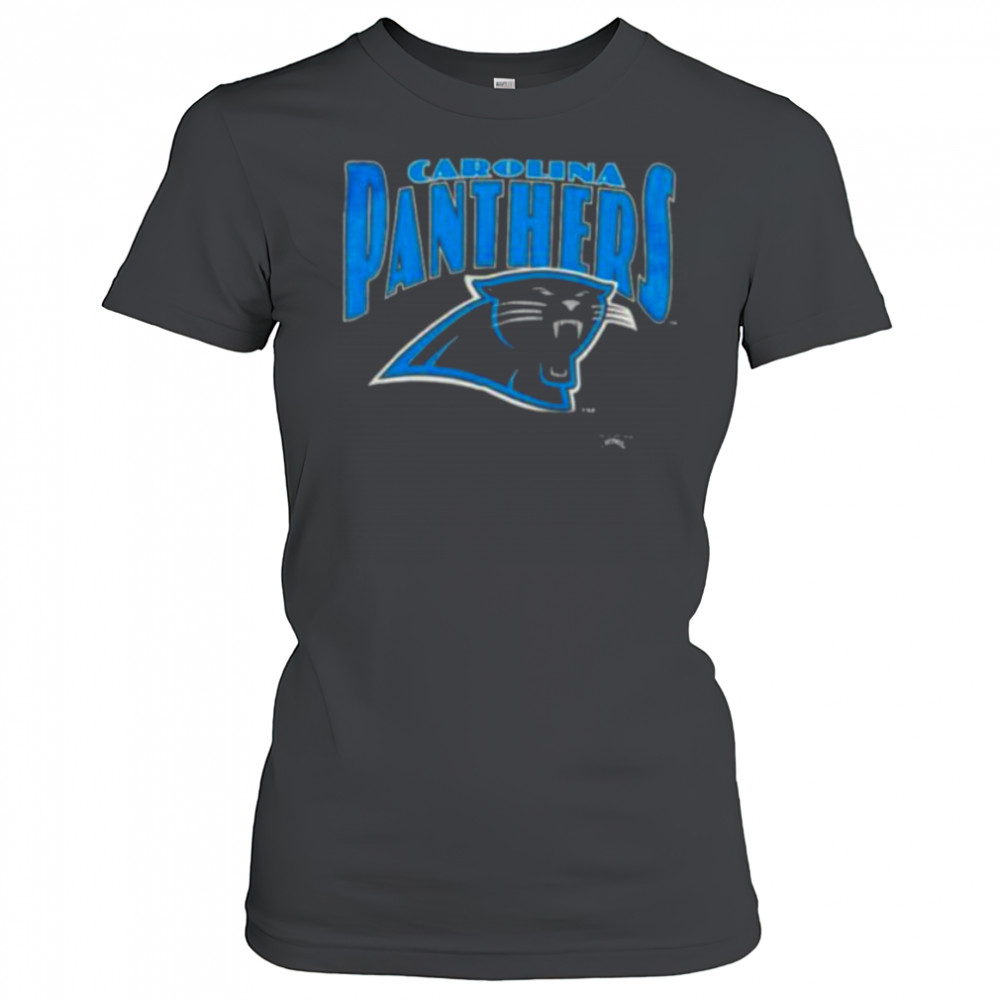 1993 Carolina Panthers Vintage Black Nutmeg Mills Big Logo Spellout NFL Shirt Women's T-shirt