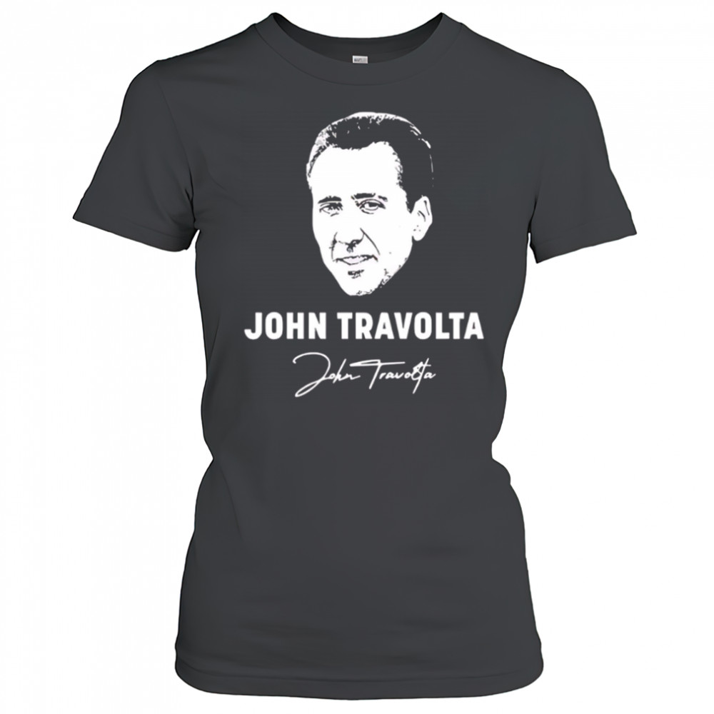 Big Head John Travolta Nicolas Cage Gradient signature shirt Women's T-shirt