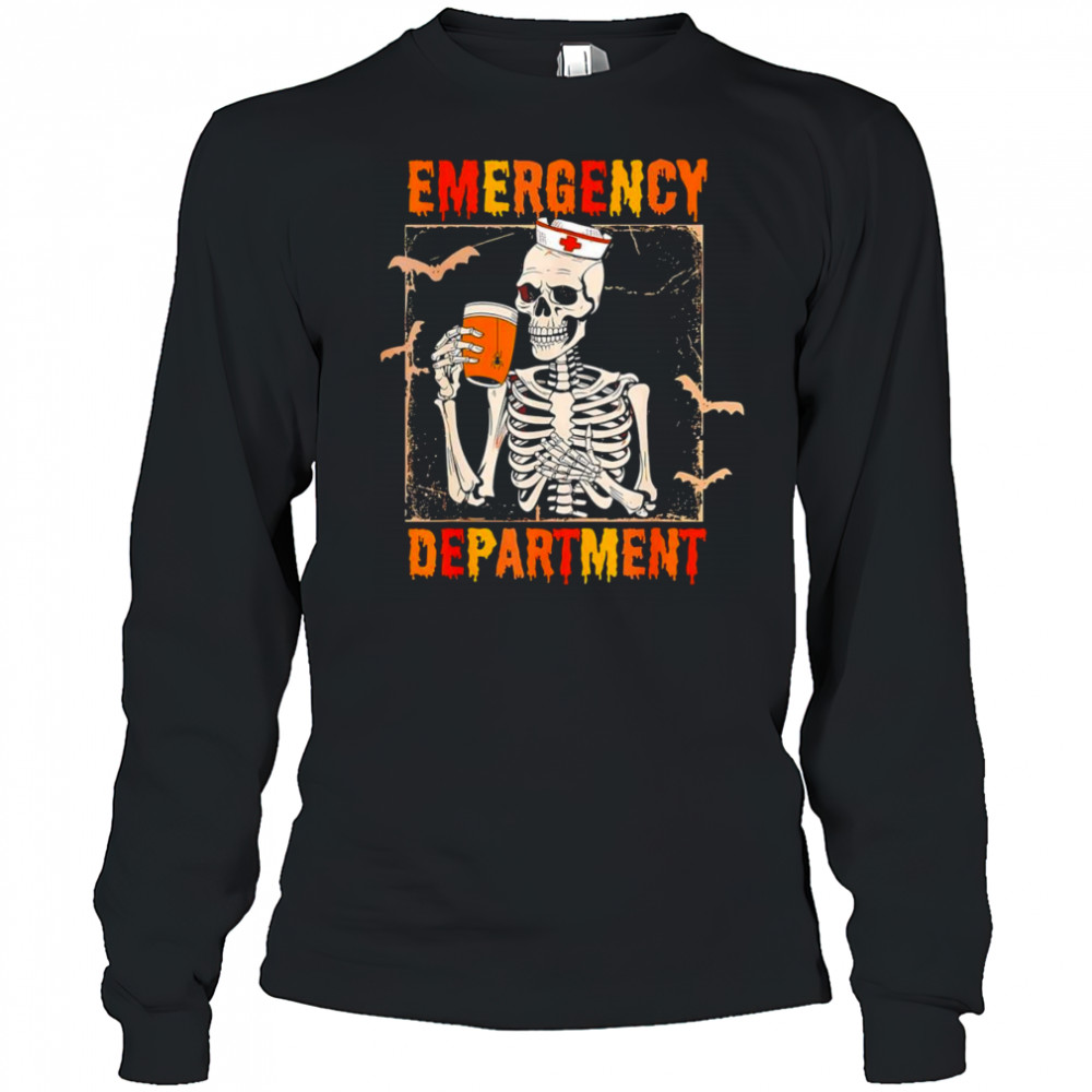 Emergency department skeleton nurse shirt Long Sleeved