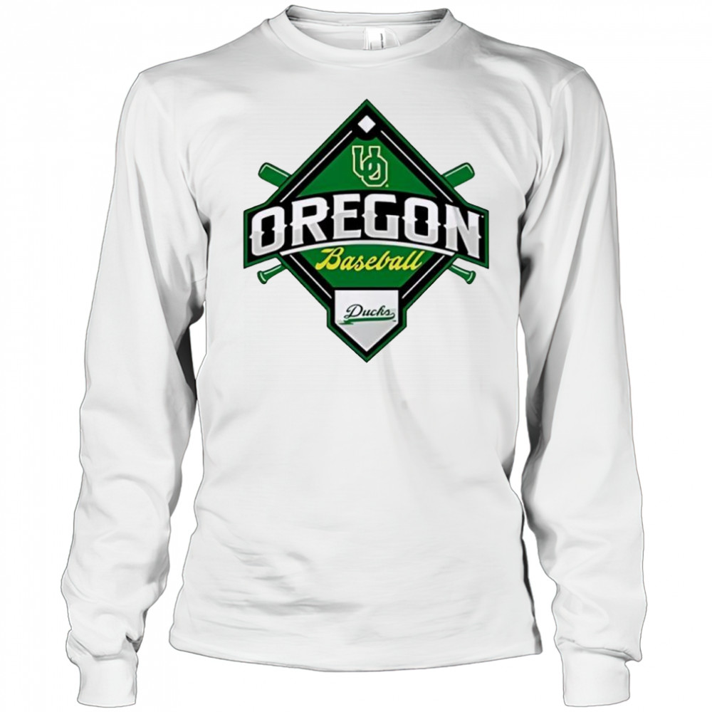 Oregon Ducks White Big Ten Baseball logo shirt Long Sleeved