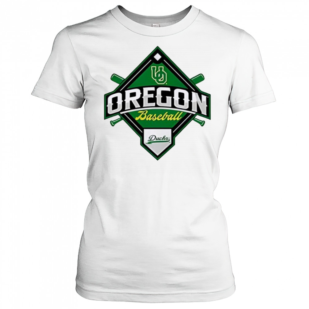 Oregon Ducks White Big Ten Baseball logo shirt Women's T-shirt