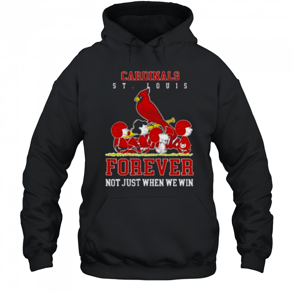 Peanuts Charlie Brown Snoopy St Louis Cardinals baseball forever not just when we win shirt Hoodie