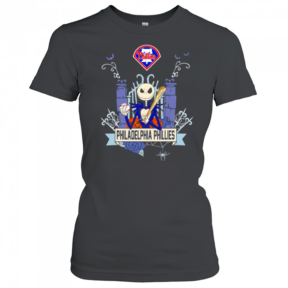 Philadelphia Phillies Baseball Jack Skellington Halloween shirt Women's T-shirt
