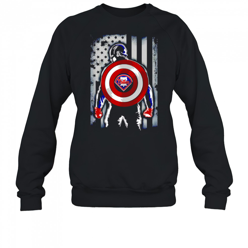Philadelphia Phillies Captain America Marvel Avengers Flag Baseball shirt Sweatshirt